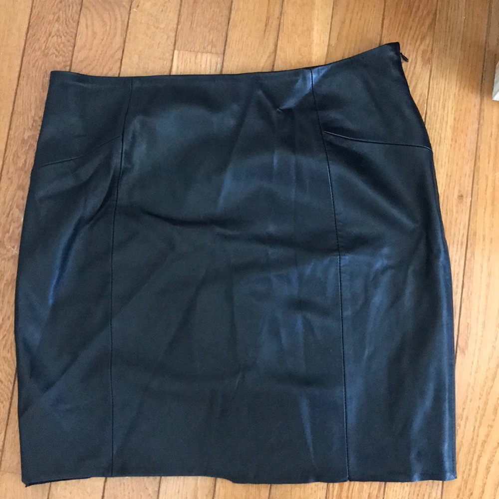Black leather pencil skirt